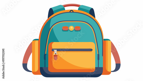 
School backpack on white background