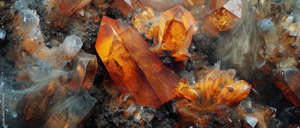Close-up of Raw Mineral Crystals in Detail Close-up of Raw Mineral Crystals in Detail