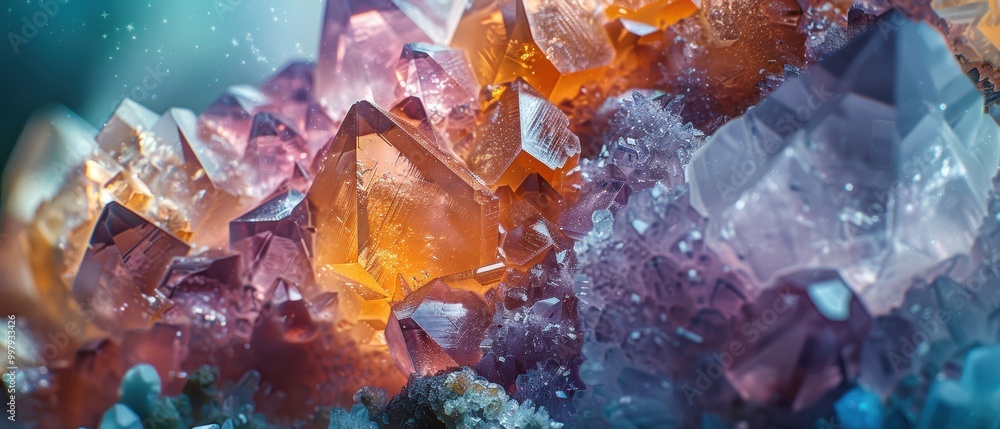Magnified View of Beautiful Raw Minerals and Crystals Magnified View of Beautiful Raw Minerals and Crystals