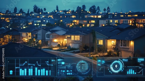 A smart meter dashboard displaying energy use patterns for an entire neighborhood, enabling both residents and utility companies to make informed decisions about electricity usage