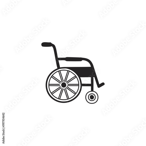 wheelchair outline stroke illustration for health