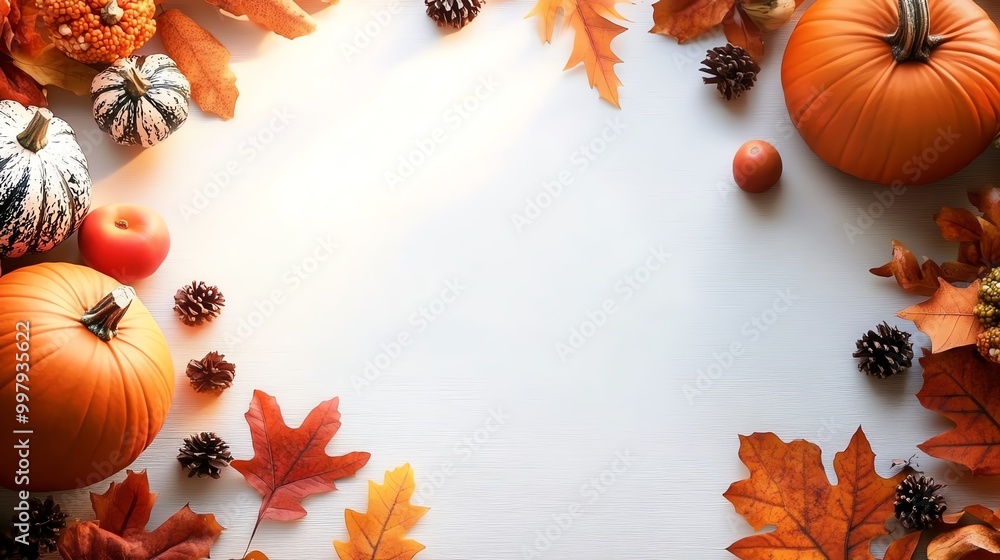 Decorative autumn pumpkins and leaves on a white background. Decorative autumn pumpkins and leaves on a white background.