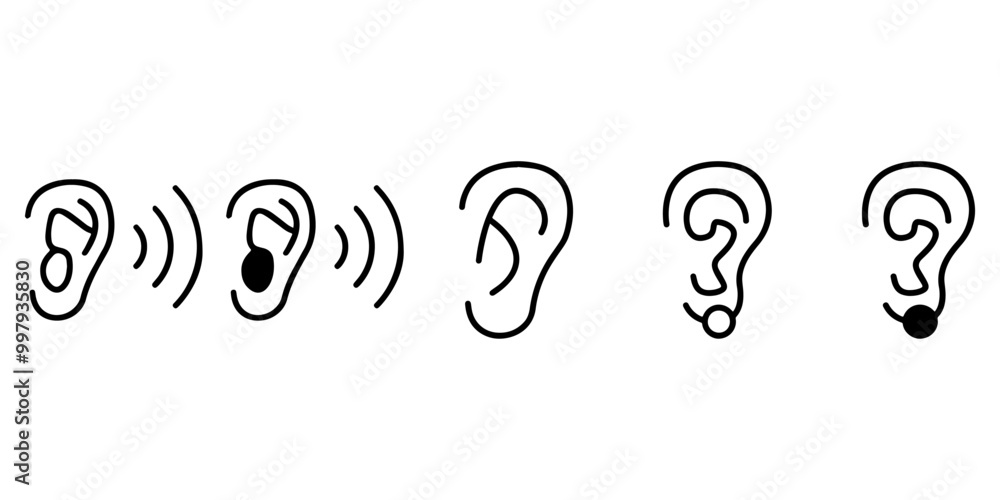 Simple Ear Icon. hearing icon. Ear vector icon, hearing symbol. Simple Ear Icon. hearing icon. Ear vector icon, hearing symbol.