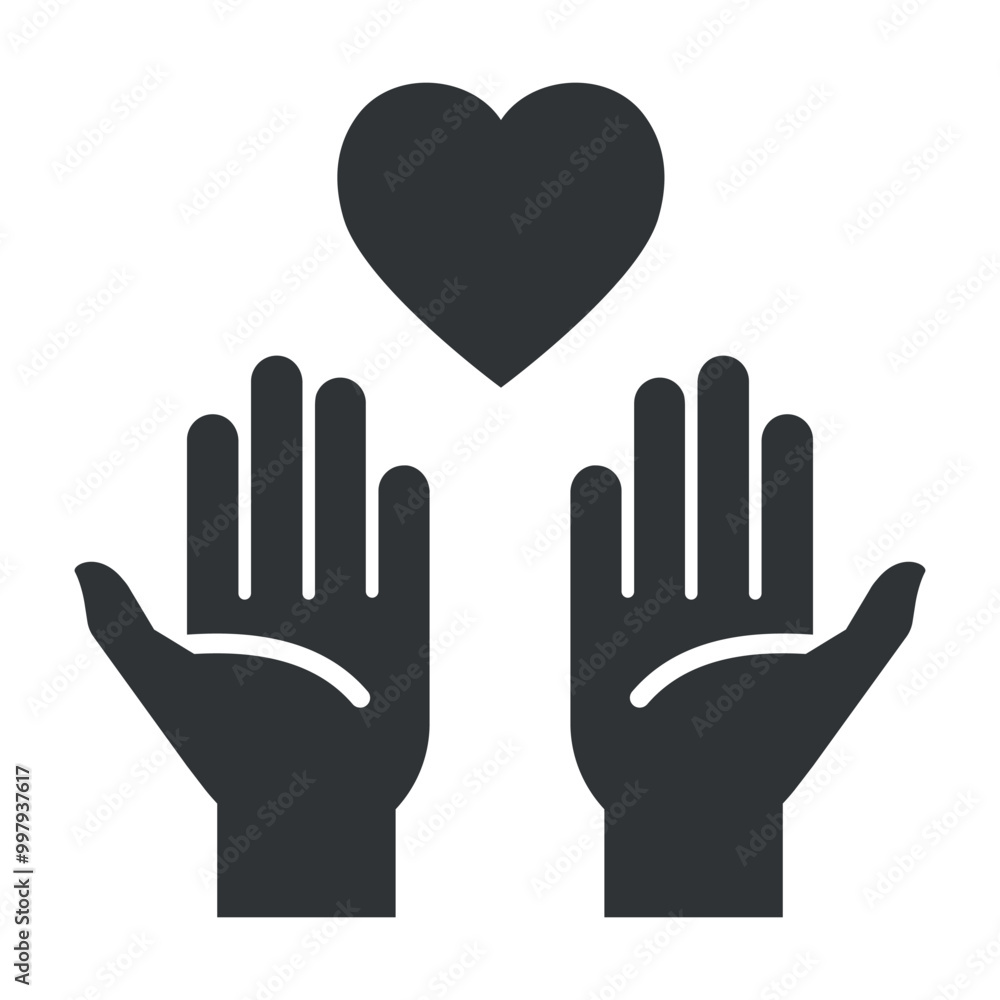 Hands icon raised in a gesture of support and kindness, symbolizing charity and community donation efforts for those in need Hands icon raised in a gesture of support and kindness, symbolizing charity and community donation efforts for those in need