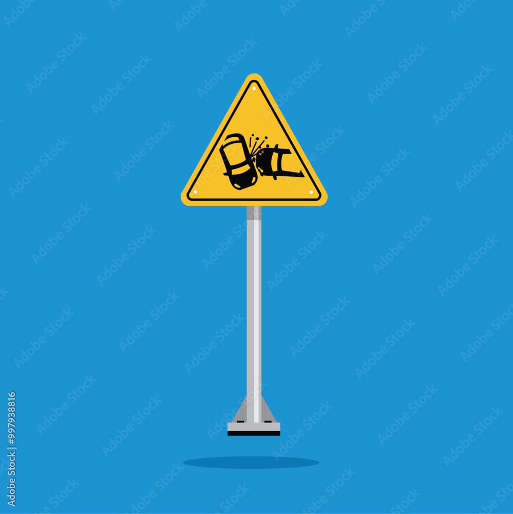 car accident warning sign on yellow triangle board. Suitable for posters and web icons
car accident warning sign on yellow triangle board. Suitable for posters and web icons