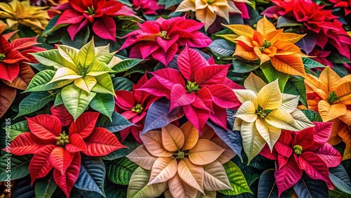 Wallpaper Mural Radiant poinsettias in a spectrum of colors enhance holiday decor and floral arrangements, bringing festive cheer and Torontodigital.ca