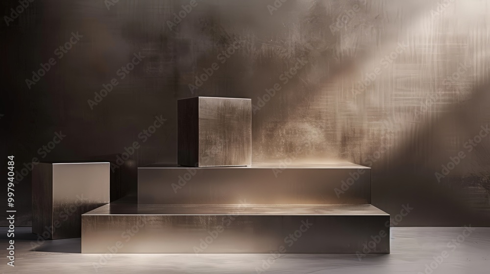Minimalist Product Display with Bronze Platform Minimalist Product Display with Bronze Platform