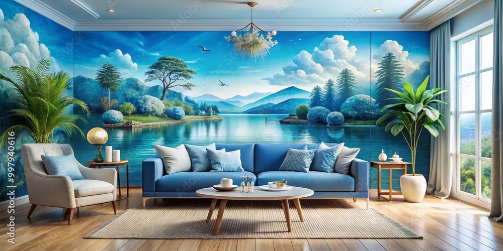 Fototapeta premium Serene cool blue backdrop perfect for design, wallpaper, and creative endeavors, featuring a sophisticated texture that