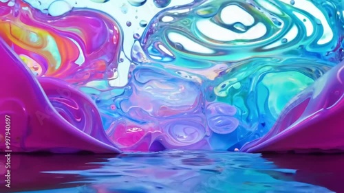 As the gate creaked open, it revealed a dreamlike world, surreal and strange, where colorful fluid flowing.