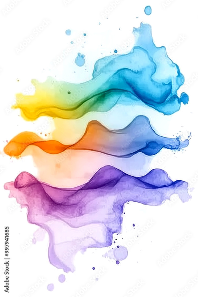 A colorful painting of a wave with a rainbow in the background. The painting is abstract and has a dreamy, whimsical feel to it A colorful painting of a wave with a rainbow in the background. The painting is abstract and has a dreamy, whimsical feel to it