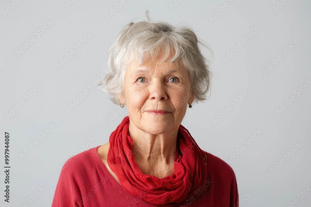 Senior White Background. Portrait of a Beautiful Aged Caucasian Woman in Casual Attire Senior White Background. Portrait of a Beautiful Aged Caucasian Woman in Casual Attire