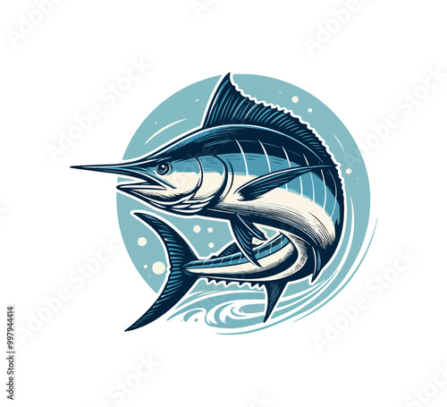 Blue Marlin hand drawn vector illustration