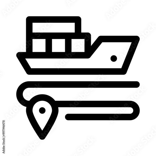 Shipping Route line icon