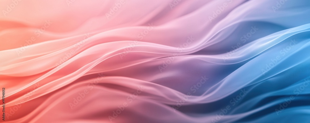 A smooth fabric in soft pink and blue gradients, creating an elegant wave effect that conveys a sense of calm and fluidity. A smooth fabric in soft pink and blue gradients, creating an elegant wave effect that conveys a sense of calm and fluidity.