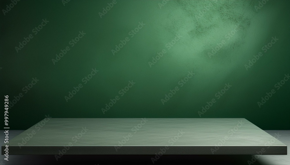 Studio with podium for product presentation. Empty floor and green wall with stand. 3D room with gradient background. Countertop with concrete or marble texture
Studio with podium for product presentation. Empty floor and green wall with stand. 3D room with gradient background. Countertop with concrete or marble texture