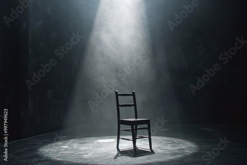 ai generative chair in dark room with spotlight