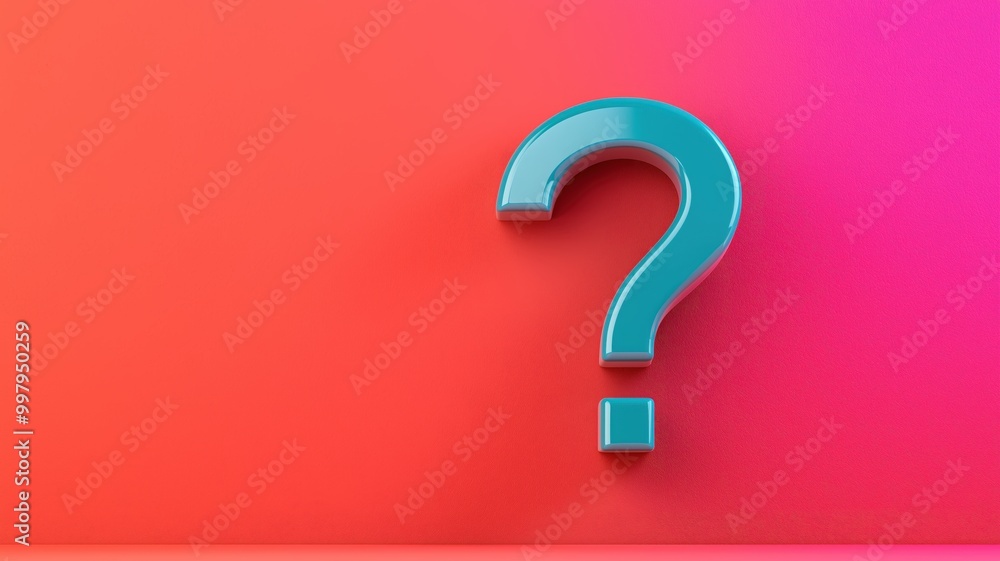 A 3D question mark symbol in vibrant blue against a gradient pink background, representing inquiry, curiosity, and the quest for knowledge. A 3D question mark symbol in vibrant blue against a gradient pink background, representing inquiry, curiosity, and the quest for knowledge.