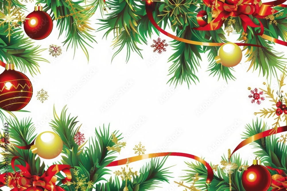 Holiday border with Christmas decorations Holiday border with Christmas decorations