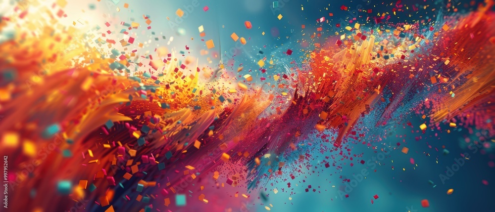 Digital Explosion of Colorful Pixels in Abstract Art Digital Explosion of Colorful Pixels in Abstract Art