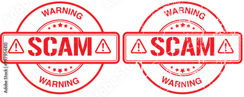circular Scam warning red stamp clean and grunge texture