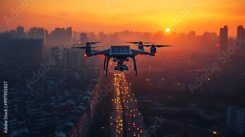 Drone Photography: Cityscape at Sunset