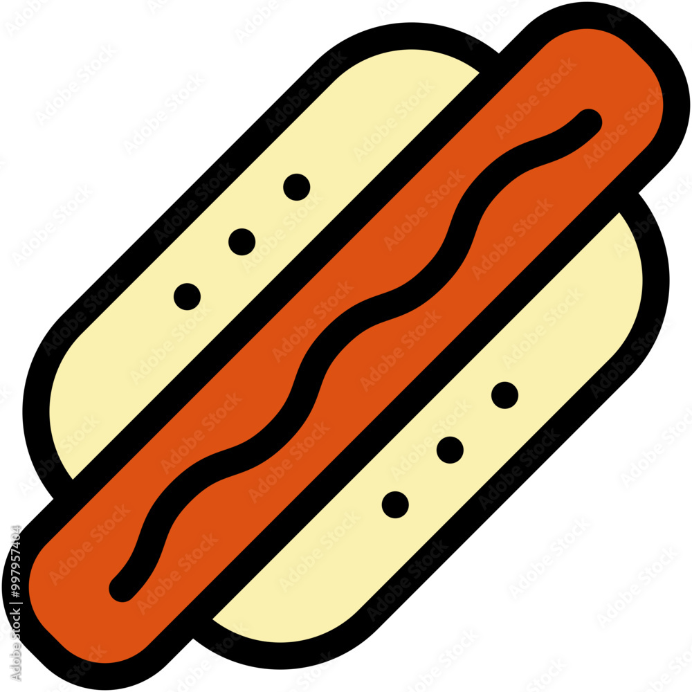 Vector Icon Hot Dog, Food and Restaurant, Cultures, Junk Food, Sausage Vector Icon Hot Dog, Food and Restaurant, Cultures, Junk Food, Sausage