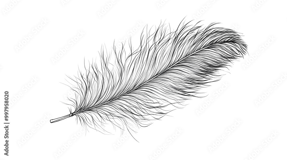 A black and white miniature feather isolated on transparent PNG. A black and white miniature feather isolated on transparent PNG.
