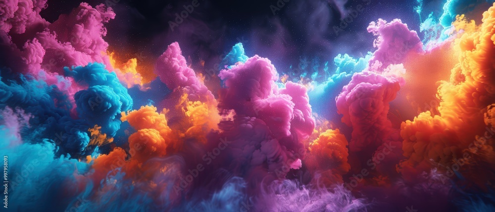Fototapeta premium Vivid Explosion of Colored Smoke in