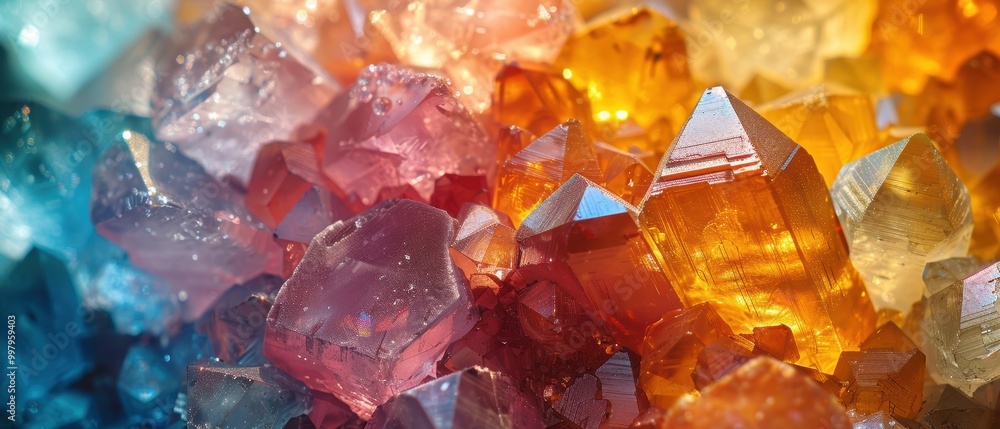 Vibrant Close-Up View of Raw Colorful Minerals Vibrant Close-Up View of Raw Colorful Minerals