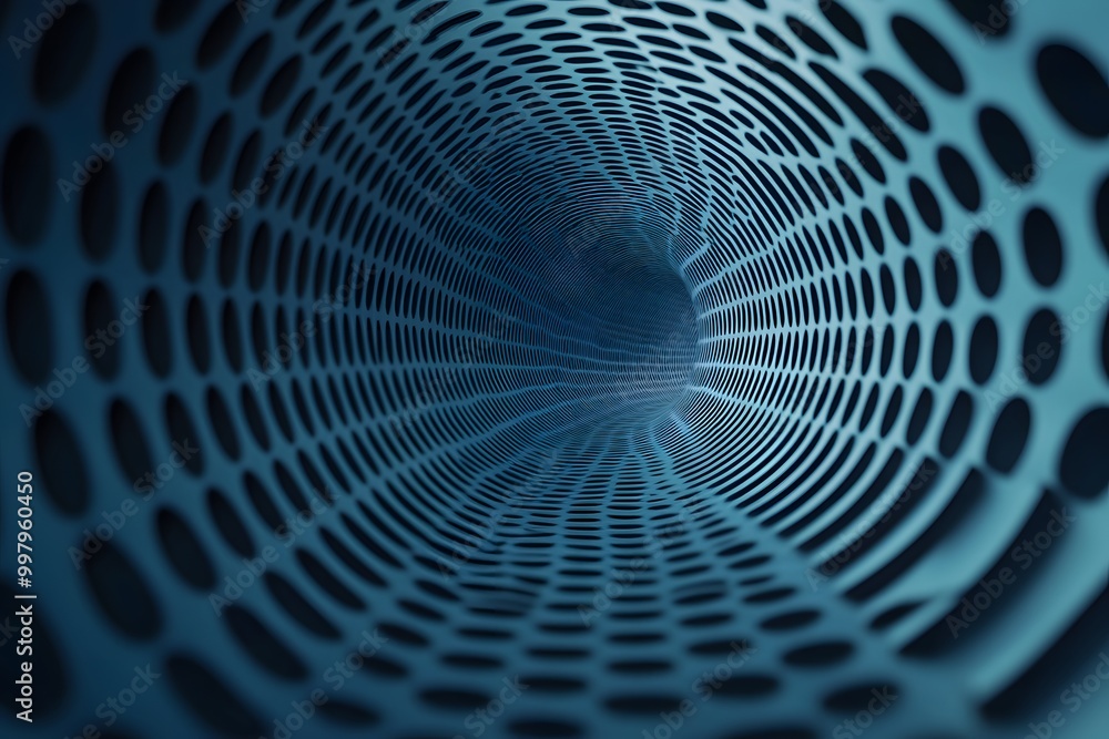 A mesmerizing tunnel of blue mesh patterns creates a vivid sense of depth and perspective, evoking feelings of infinity. A mesmerizing tunnel of blue mesh patterns creates a vivid sense of depth and perspective, evoking feelings of infinity.