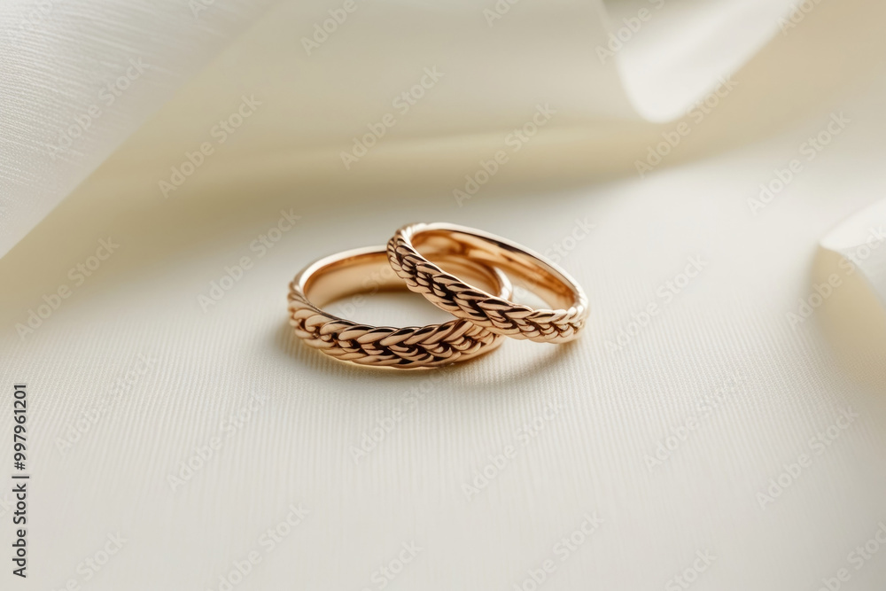 Elegant wedding rings symbolizing eternal love and union, set against a soft background that creates an atmosphere of romance Elegant wedding rings symbolizing eternal love and union, set against a soft background that creates an atmosphere of romance