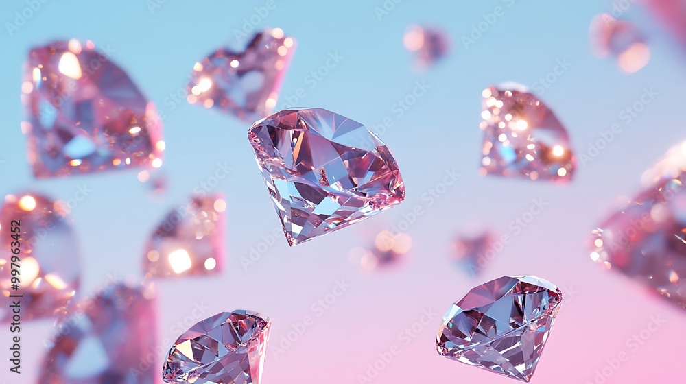 Ruby Gem diamond group falling soft focus bokeh Ruby Gem diamond group falling soft focus bokeh