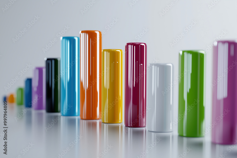 Fototapeta premium Clean and modern bar chart with colorful lines, hovering over a white background. Generative AI.