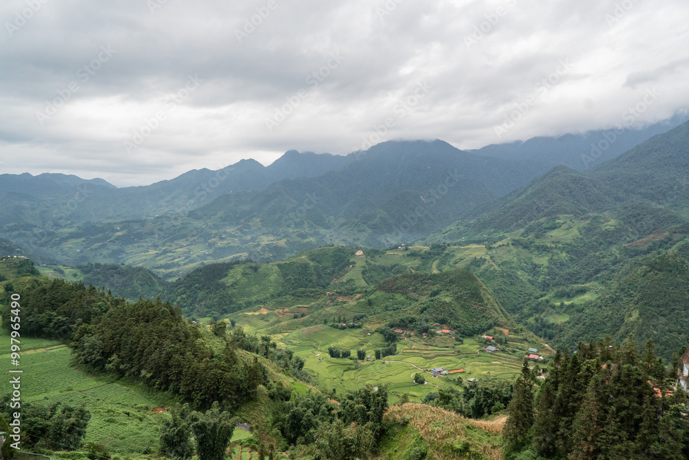 Fototapeta premium Valley view near Sun World, Sapa, Vietnam