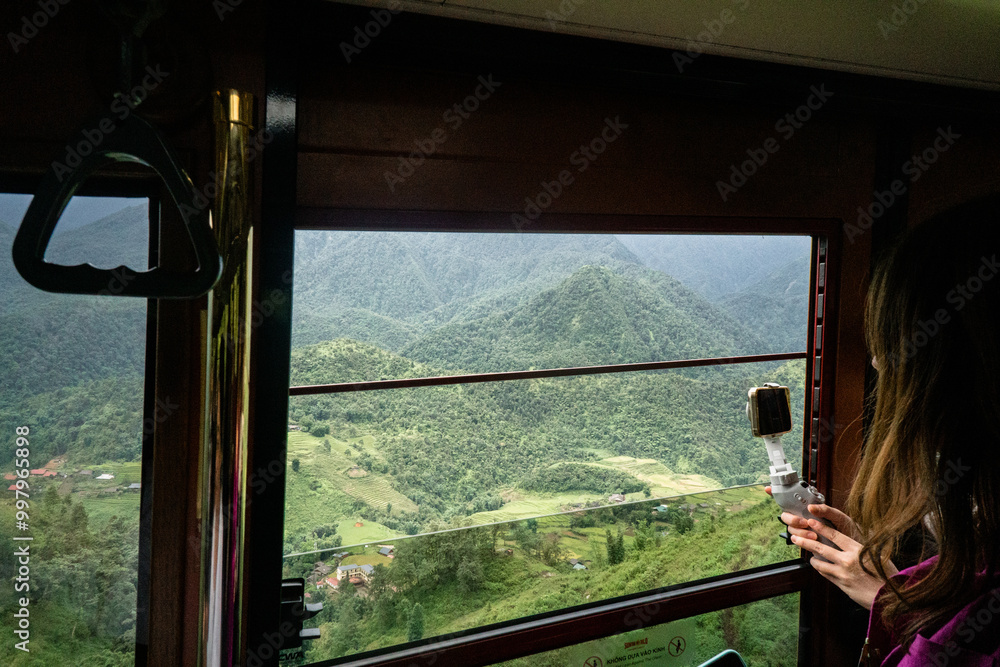 Fototapeta premium looking out the train near Sun World, Sapa, Vietnam