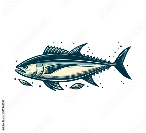 bluefin tuna hand drawn vector illustration