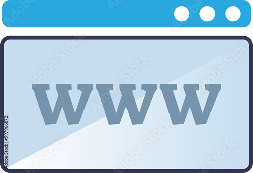 Illustration of a web browser window with 'WWW' text, symbolizing internet browsing and website access.