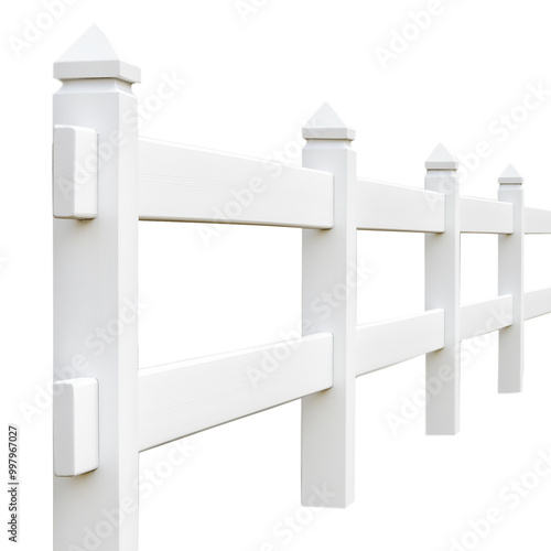Recipe for a white picket fence with top post and bottom cap, side view, high resolution