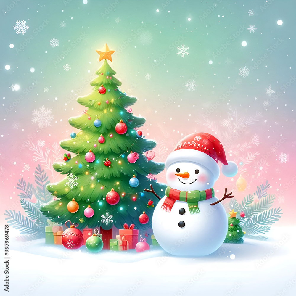 Festive Christmas Background with Tree, Red Baubles, and Twinkling Lights Festive Christmas Background with Tree, Red Baubles, and Twinkling Lights