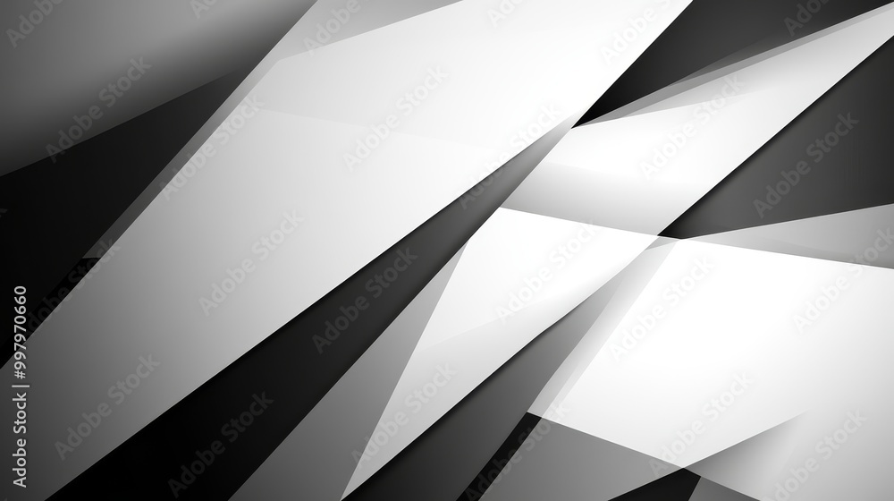 Abstract gradient background with geometric shapes and stripes in black and white. Minimalistic and futuristic design with cut paper or metal effect, resembling origami or mosaic. Abstract gradient background with geometric shapes and stripes in black and white. Minimalistic and futuristic design with cut paper or metal effect, resembling origami or mosaic.