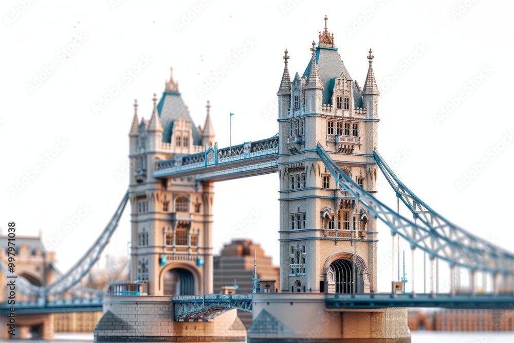 Obraz premium A stunning view of a miniature Tower Bridge. The intricate design reflects architectural beauty. Perfect for travel and culture themes. Generative AI
