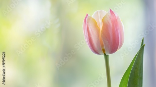 Delicate Tulip Standing Alone in Vivid Colors