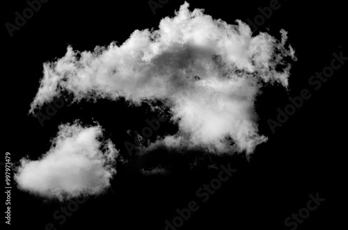 Smoke Cloud Isolated on Black Background,White cloud.