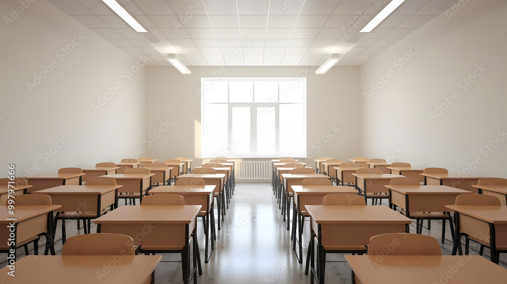 A classroom with rows of desks and a bright window illuminating the space, symbolizing opportunity and hope through education. (indicates World Teachers' Day ).
A classroom with rows of desks and a bright window illuminating the space, symbolizing opportunity and hope through education. (indicates World Teachers' Day ).