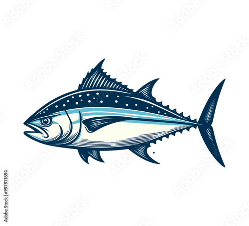 bluefin tuna hand drawn vector illustration