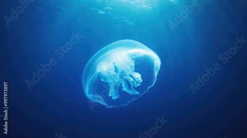 Giant Jellyfish Drifting in the Open Ocean