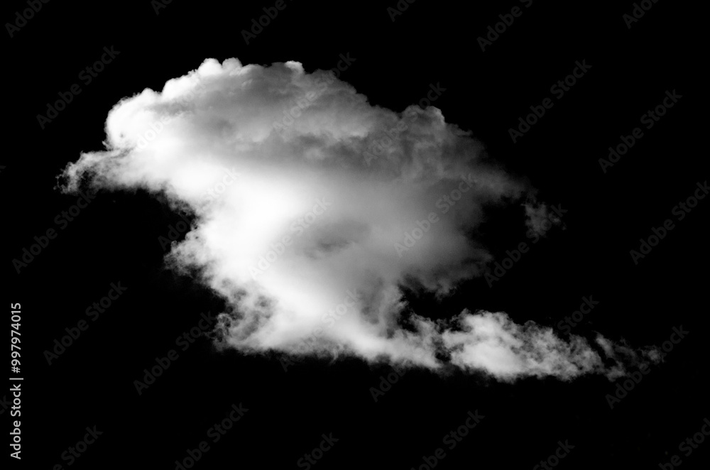Smoke Cloud Isolated on Black Background,White cloud.