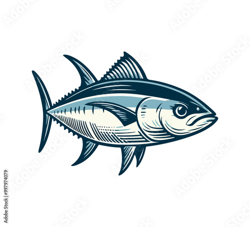 bluefin tuna hand drawn vector illustration