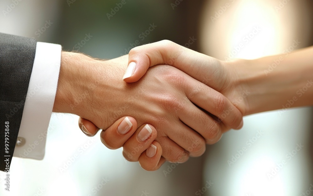 Professional handshake symbolizing partnership and agreement Professional handshake symbolizing partnership and agreement