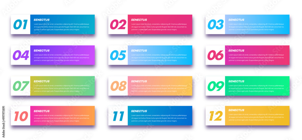Bullet points numbers from 1 to 12 list markers colorful trendy typography Bullet points numbers from 1 to 12 list markers colorful trendy typography